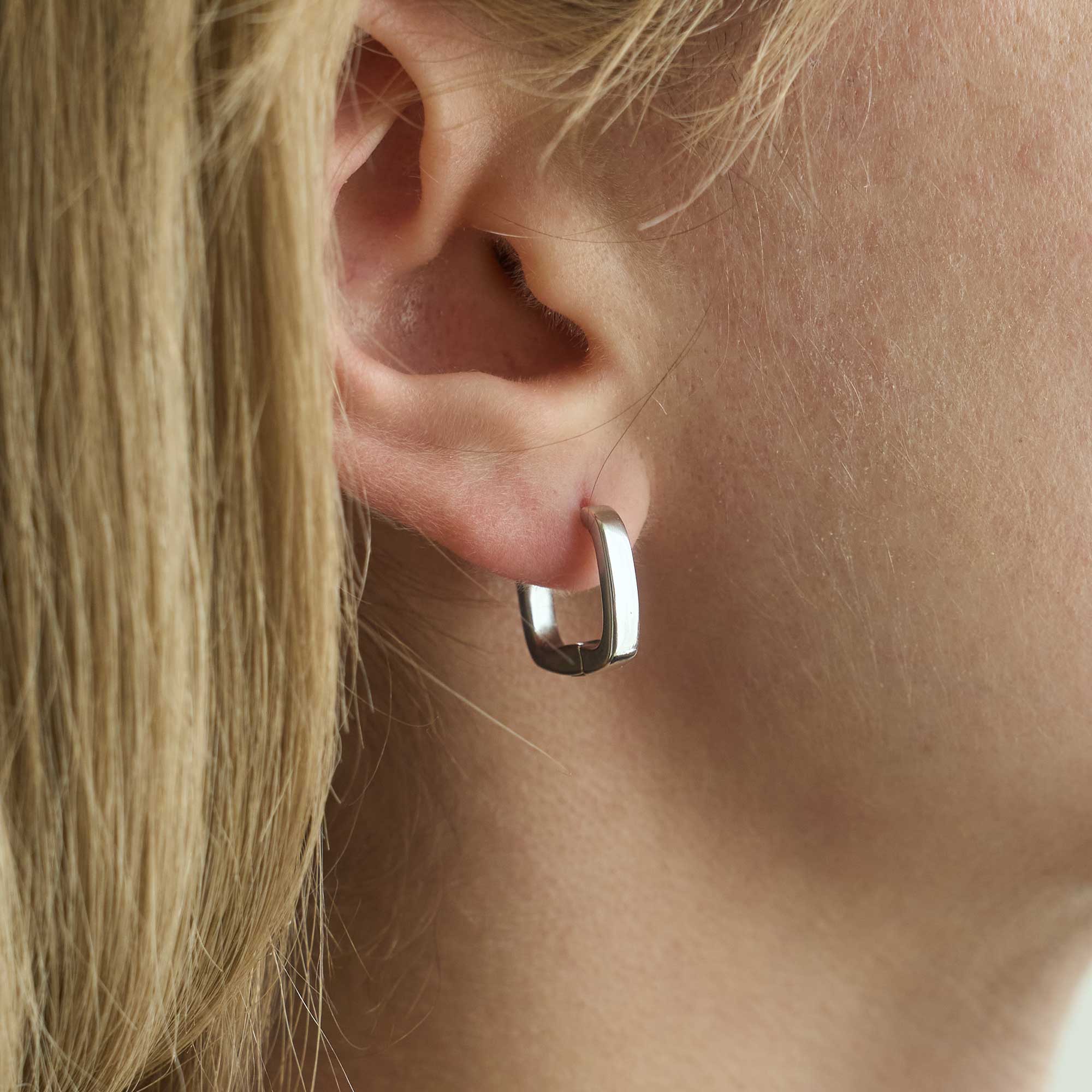 Straight Square Hoop pierced