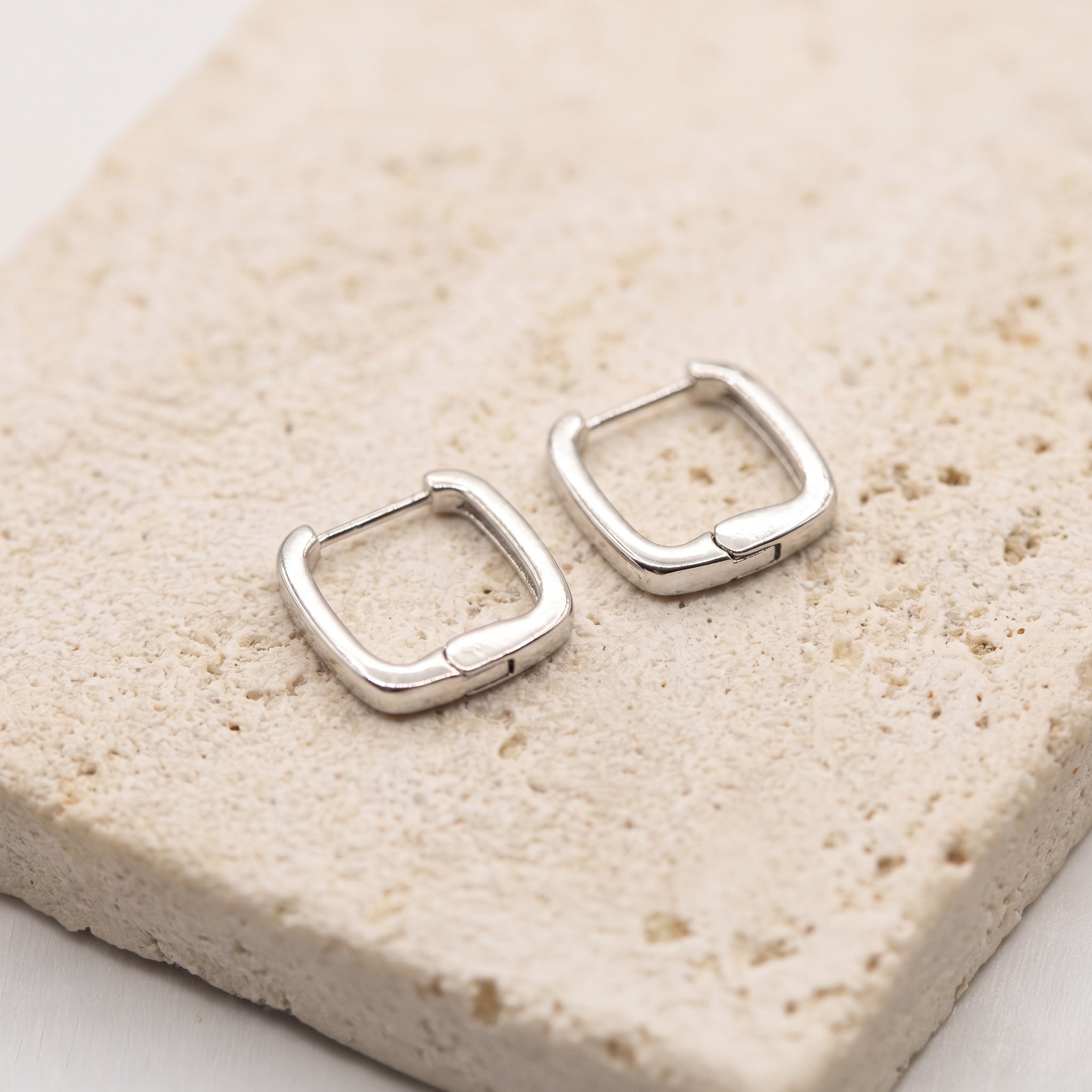 Straight Square Hoop pierced